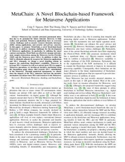 MetaChain: A Novel Blockchain-based Framework for Metaverse Applications