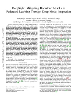 DeepSight: Mitigating Backdoor Attacks in Federated Learning Through
  Deep Model Inspection