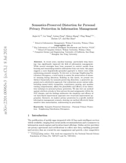 Semantics-Preserved Distortion for Personal Privacy Protection in
  Information Management