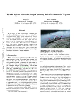StyleM: Stylized Metrics for Image Captioning Built with Contrastive
  N-grams
