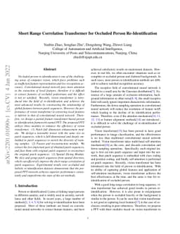 Short Range Correlation Transformer for Occluded Person
  Re-Identification