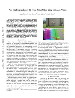 Post-Stall Navigation with Fixed-Wing UAVs using Onboard Vision