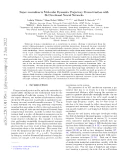 Super-resolution in Molecular Dynamics Trajectory Reconstruction with
  Bi-Directional Neural Networks
