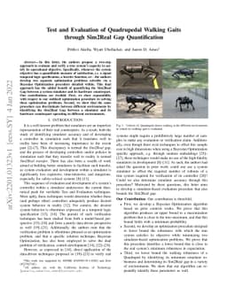 Test and Evaluation of Quadrupedal Walking Gaits through Sim2Real Gap
  Quantification