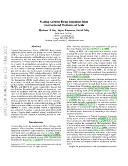 Mining Adverse Drug Reactions from Unstructured Mediums at Scale