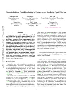 Towards Uniform Point Distribution in Feature-preserving Point Cloud
  Filtering