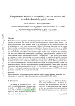 Comparison of biomedical relationship extraction methods and models for
  knowledge graph creation