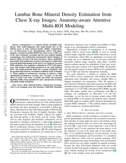 Lumbar Bone Mineral Density Estimation from Chest X-ray Images:
  Anatomy-aware Attentive Multi-ROI Modeling