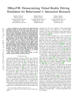 DReyeVR: Democratizing Virtual Reality Driving Simulation for
  Behavioural & Interaction Research