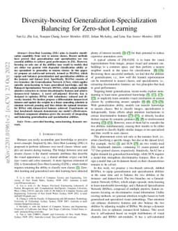 Diversity-boosted Generalization-Specialization Balancing for Zero-shot
  Learning