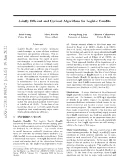 Jointly Efficient and Optimal Algorithms for Logistic Bandits