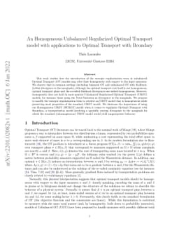 An Homogeneous Unbalanced Regularized Optimal Transport model with
  applications to Optimal Transport with Boundary