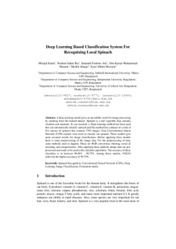 Deep Learning Based Classification System For Recognizing Local Spinach