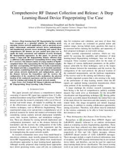 Comprehensive RF Dataset Collection and Release: A Deep Learning-Based
  Device Fingerprinting Use Case