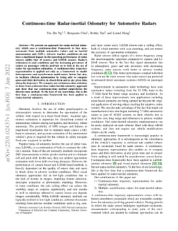Continuous-time Radar-inertial Odometry for Automotive Radars