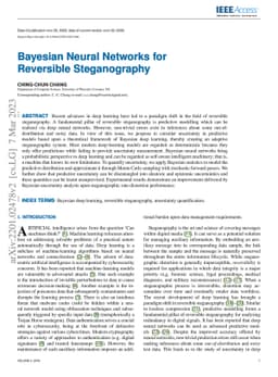 Bayesian Neural Networks for Reversible Steganography