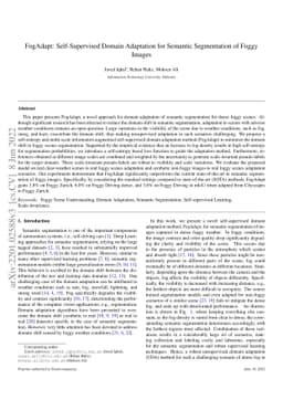 FogAdapt: Self-Supervised Domain Adaptation for Semantic Segmentation of
  Foggy Images