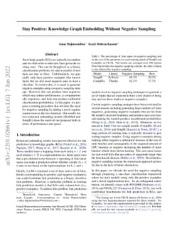 Stay Positive: Knowledge Graph Embedding Without Negative Sampling