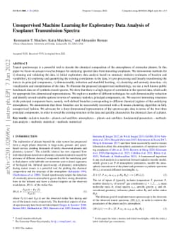 Unsupervised Machine Learning for Exploratory Data Analysis of Exoplanet
  Transmission Spectra