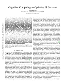 Cognitive Computing to Optimize IT Services