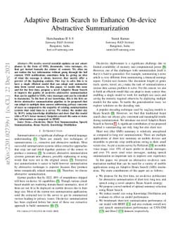 Adaptive Beam Search to Enhance On-device Abstractive Summarization