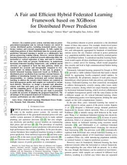 A Fair and Efficient Hybrid Federated Learning Framework based on
  XGBoost for Distributed Power Prediction