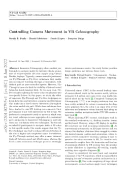 Controlling camera movement in VR colonography