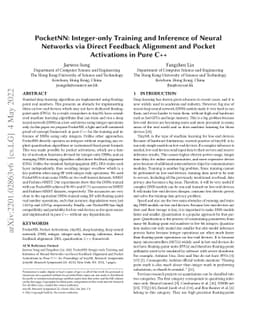 PocketNN: Integer-only Training and Inference of Neural Networks via
  Direct Feedback Alignment and Pocket Activations in Pure C++