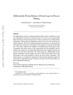 Differentially Private Release of Event Logs for Process Mining