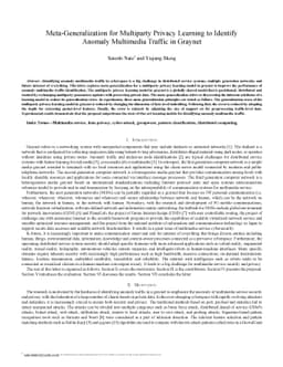 Meta-Generalization for Multiparty Privacy Learning to Identify Anomaly
  Multimedia Traffic in Graynet