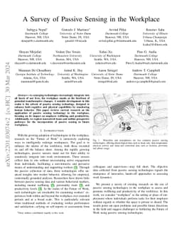 A Survey of Passive Sensing in the Workplace