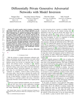 Differentially Private Generative Adversarial Networks with Model
  Inversion