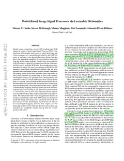 Model-Based Image Signal Processors via Learnable Dictionaries