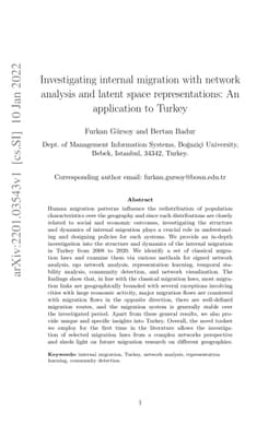 Investigating internal migration with network analysis and latent space
  representations: An application to Turkey