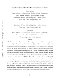 Quantum activation functions for quantum neural networks