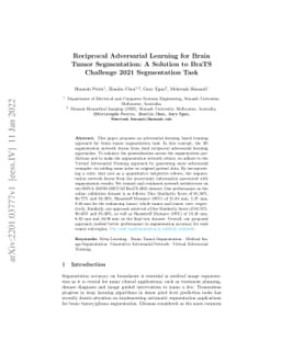 Reciprocal Adversarial Learning for Brain Tumor Segmentation: A Solution
  to BraTS Challenge 2021 Segmentation Task