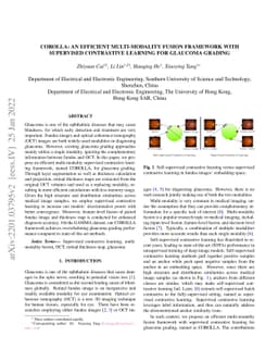 COROLLA: An Efficient Multi-Modality Fusion Framework with Supervised
  Contrastive Learning for Glaucoma Grading