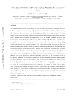Multi-granularity Relabeled Under-sampling Algorithm for Imbalanced Data