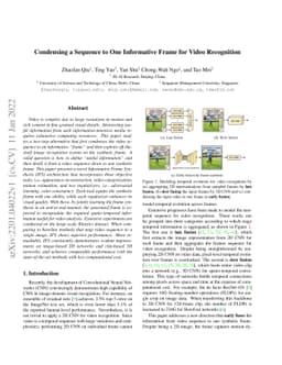 Condensing a Sequence to One Informative Frame for Video Recognition