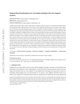 Subgoal-Based Explanations for Unreliable Intelligent Decision Support
  Systems