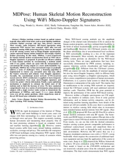 MDPose: Human Skeletal Motion Reconstruction Using WiFi Micro-Doppler
  Signatures