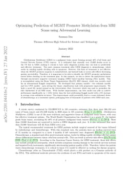 Optimizing Prediction of MGMT Promoter Methylation from MRI Scans using
  Adversarial Learning