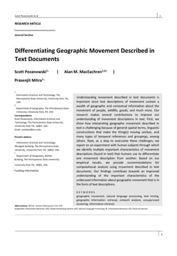 Differentiating Geographic Movement Described in Text Documents