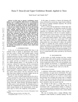 Dyna-T: Dyna-Q and Upper Confidence Bounds Applied to Trees