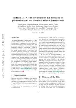 nuReality: A VR environment for research of pedestrian and autonomous
  vehicle interactions