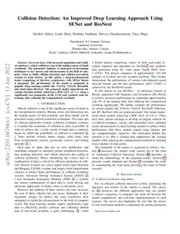 Collision Detection: An Improved Deep Learning Approach Using SENet and
  ResNext