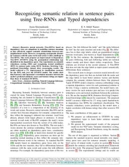 Recognizing semantic relation in sentence pairs using Tree-RNNs and
  Typed dependencies