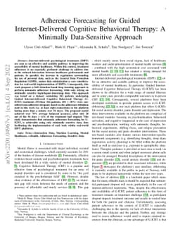 Adherence Forecasting for Guided Internet-Delivered Cognitive Behavioral
  Therapy: A Minimally Data-Sensitive Approach