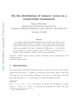On the distribution of winners' scores in a round-robin tournament