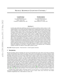 Neural Koopman Lyapunov Control
